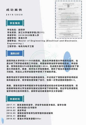 港智優(yōu)留學(xué)offer | 香港大學(xué)電機與電子工程碩士